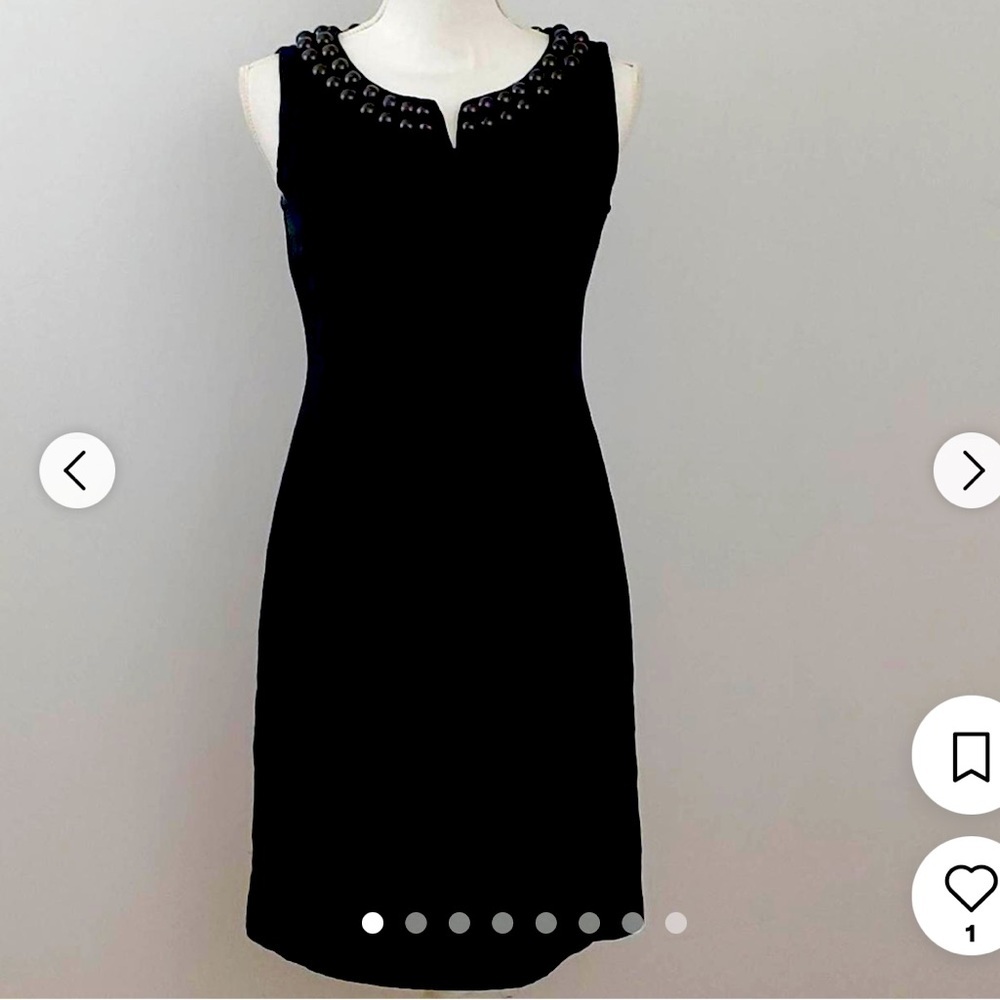 Talbots beaded black dress size 12W plus size silk blend lined old money classy
